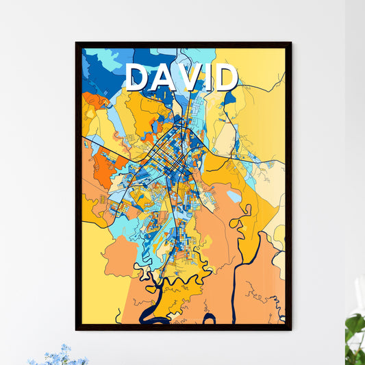 DAVID PANAMA Vibrant Colorful Art Map Poster Blue Orange