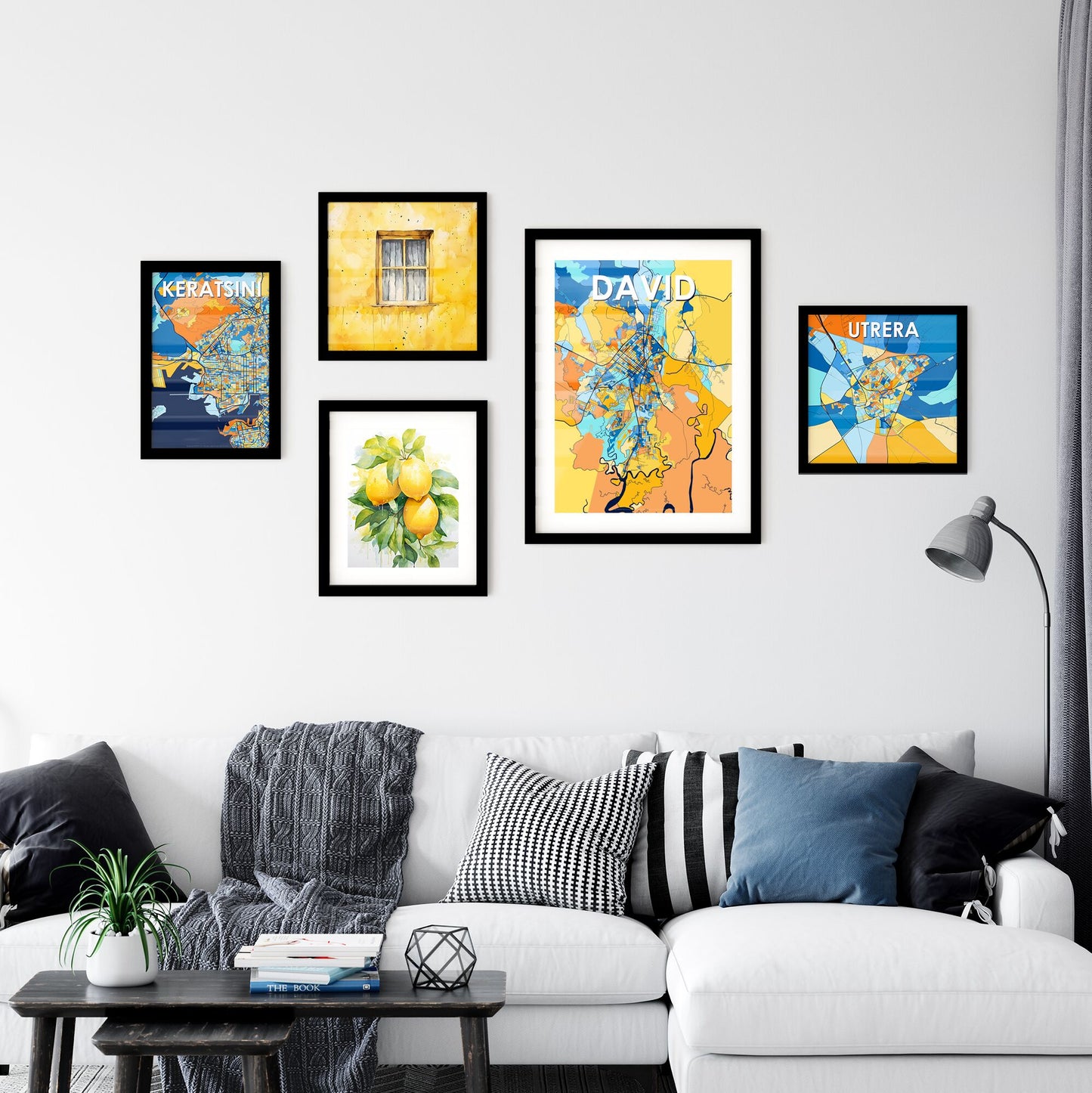 DAVID PANAMA Vibrant Colorful Art Map Poster Blue Orange