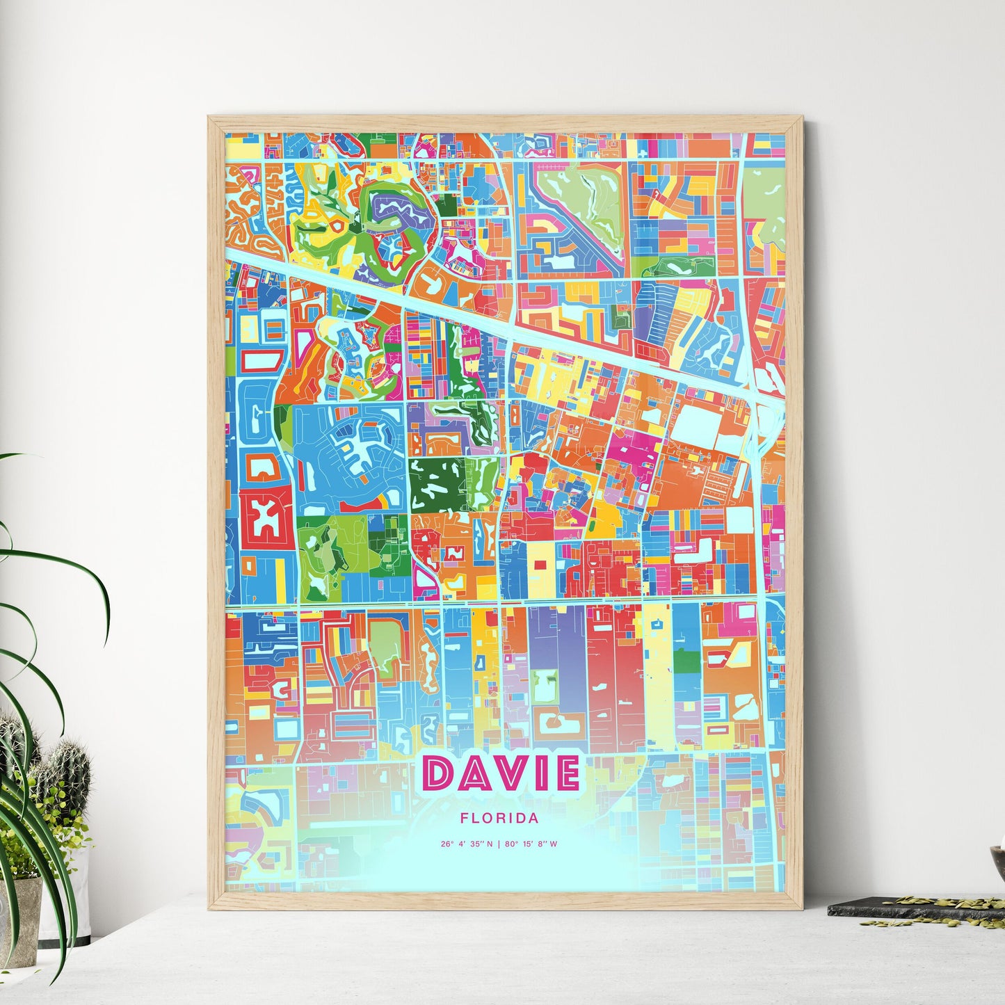 Colorful Davie Florida Fine Art Map Crazy Colors