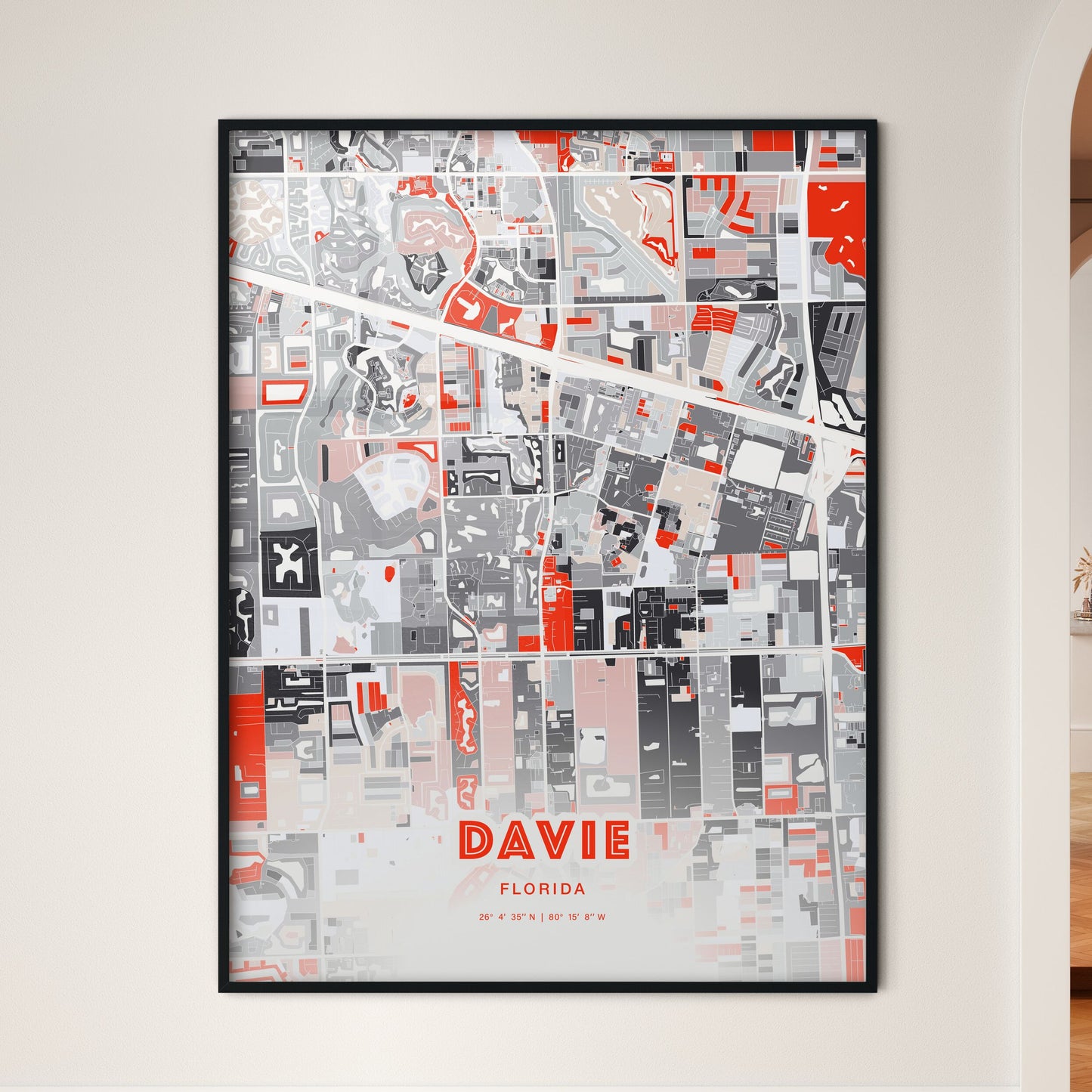 Colorful Davie Florida Fine Art Map Modern Expressive