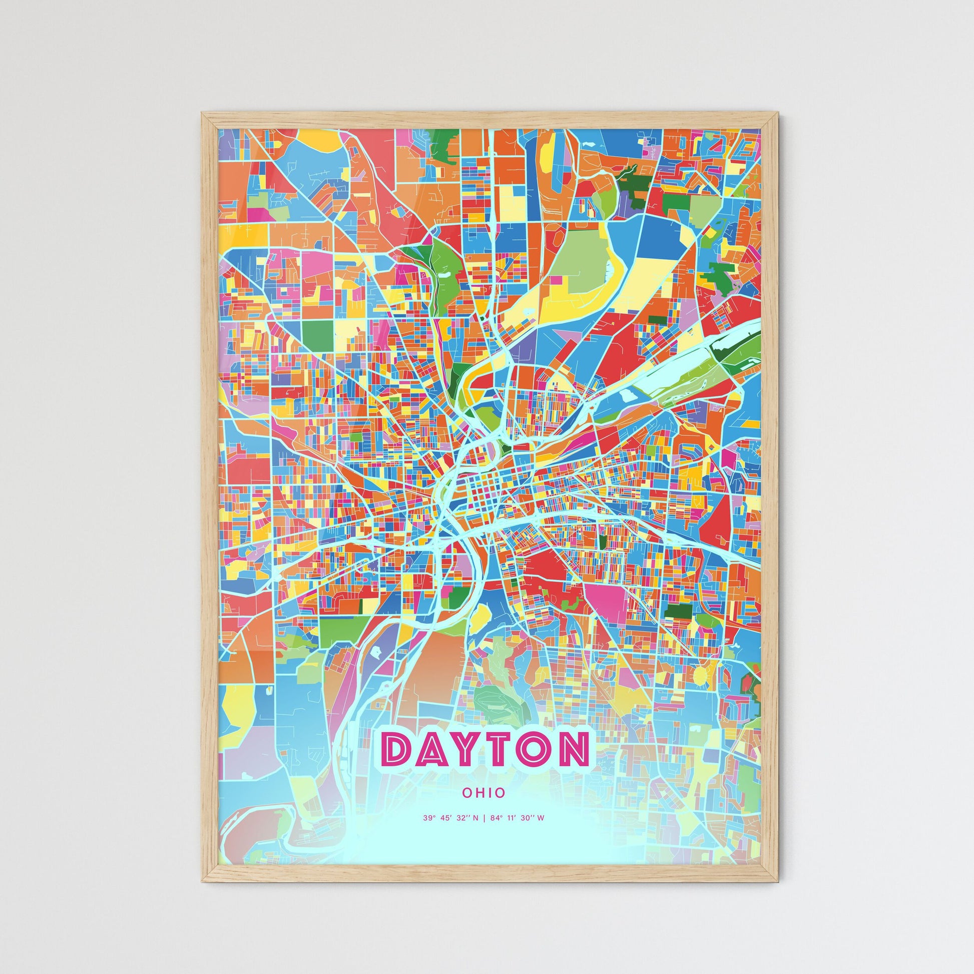 Colorful Dayton Ohio Fine Art Map Crazy Colors