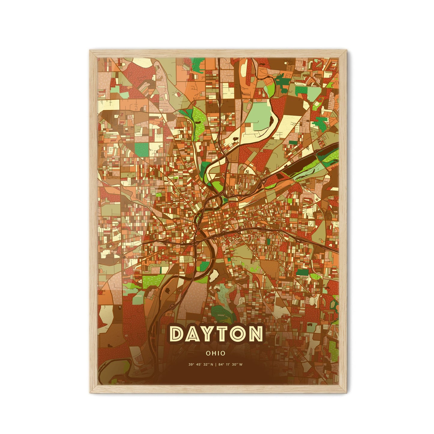 Colorful Dayton Ohio Fine Art Map Farmhouse
