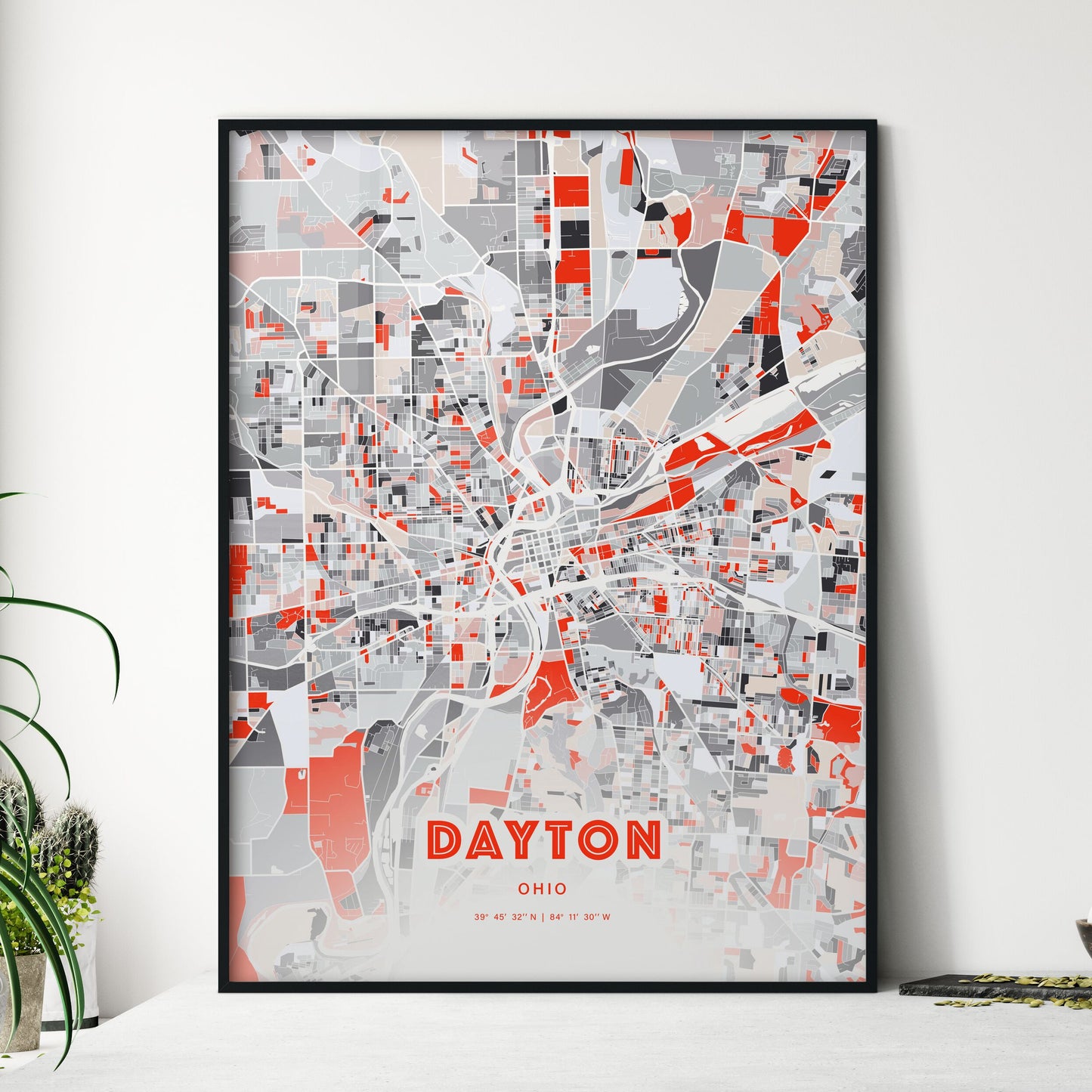 Colorful Dayton Ohio Fine Art Map Modern Expressive