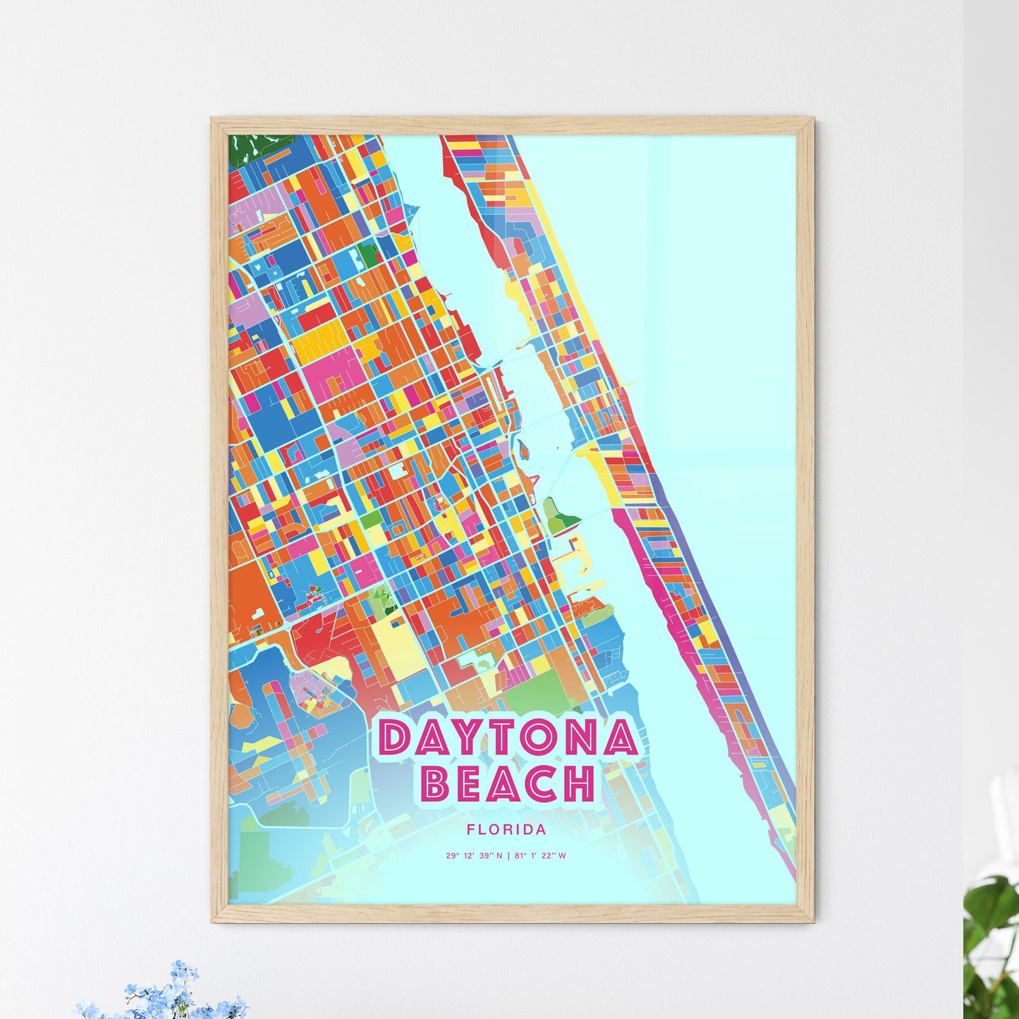 Colorful Daytona Beach Florida Fine Art Map Crazy Colors
