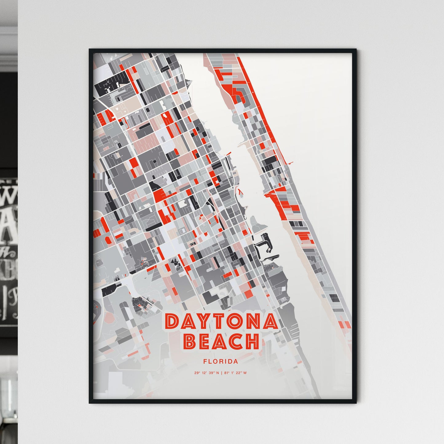 Colorful Daytona Beach Florida Fine Art Map Modern Expressive