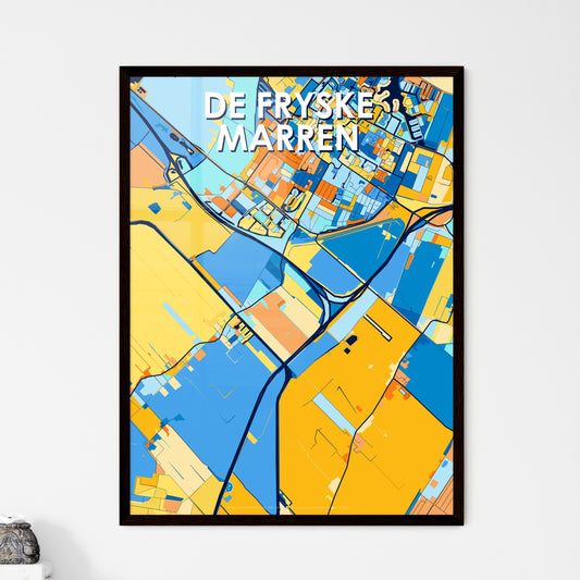 DE FRYSKE MARREN NETHERLANDS Vibrant Colorful Art Map Poster Blue Orange