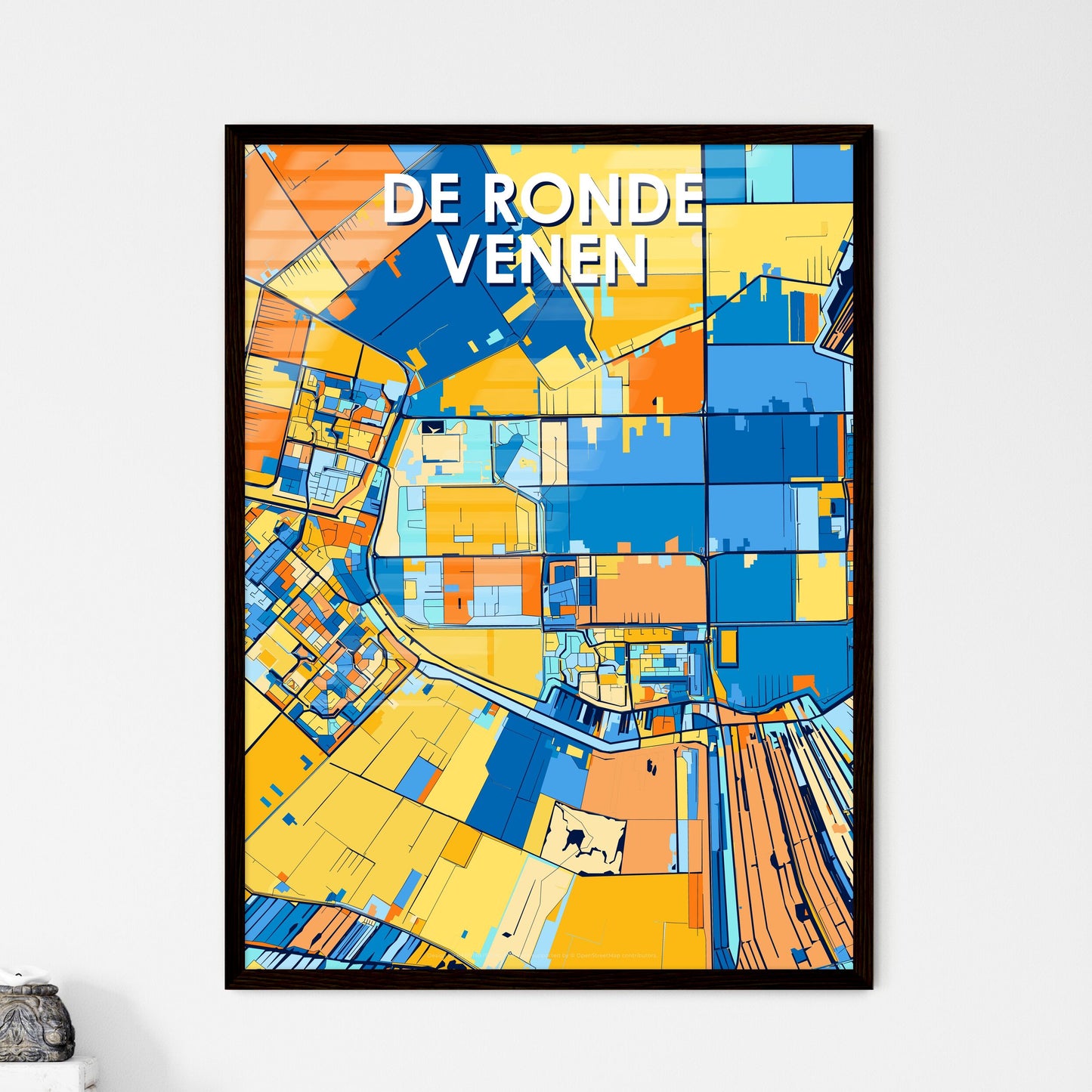 DE RONDE VENEN NETHERLANDS Vibrant Colorful Art Map Poster Blue Orange