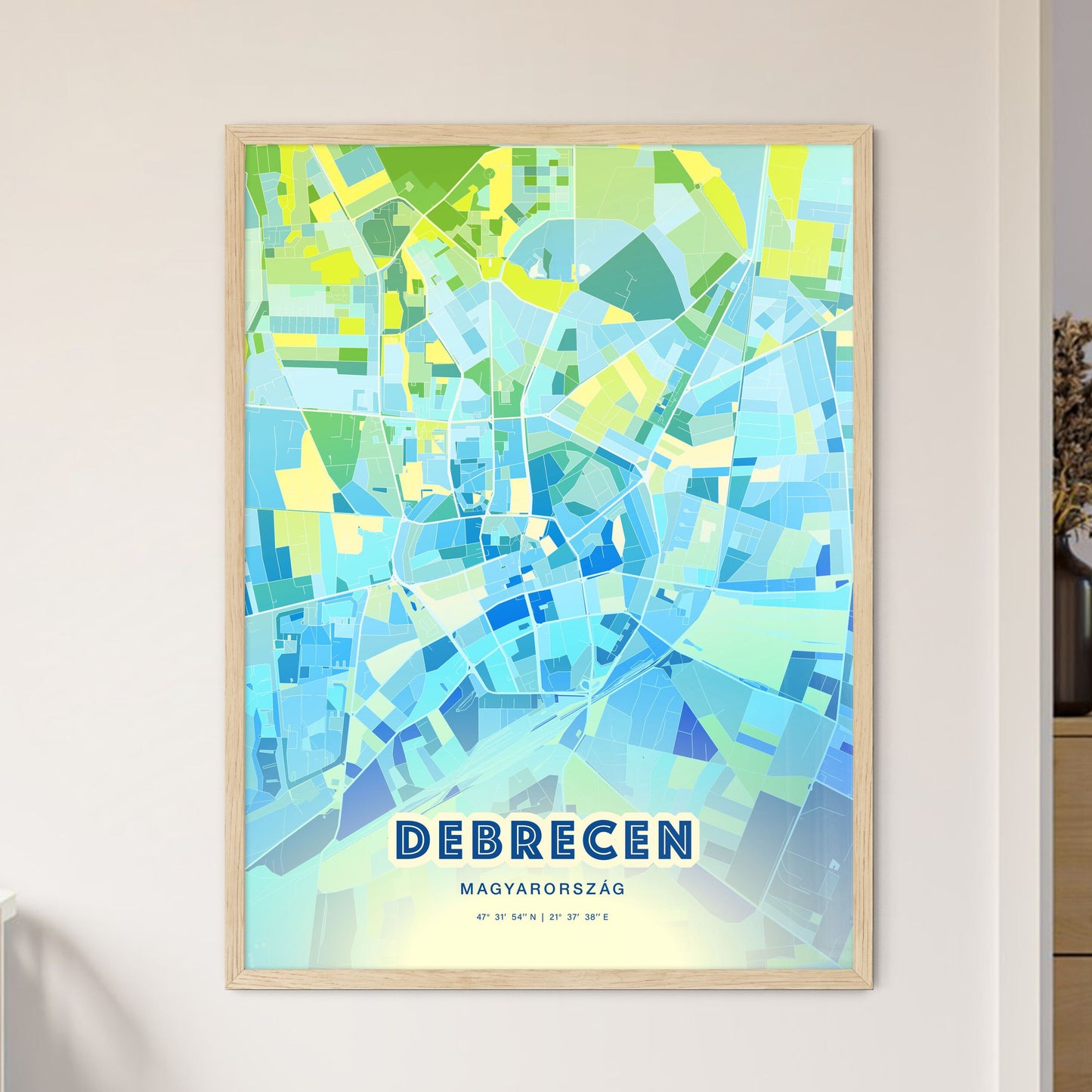 Colorful Debrecen Hungary Fine Art Print Cool Blue