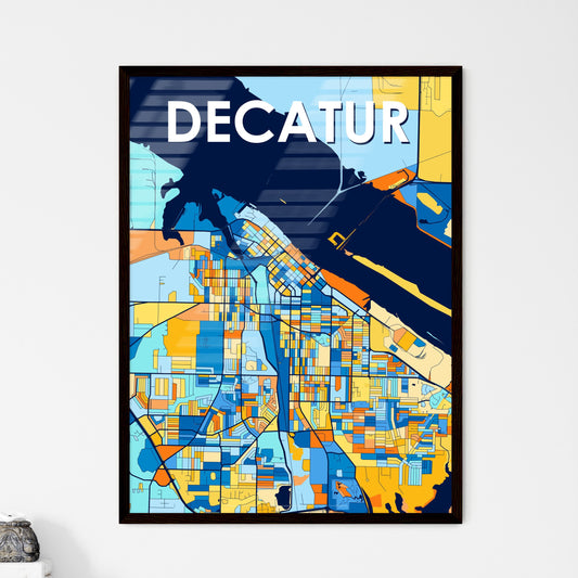 DECATUR ALABAMA Vibrant Colorful Art Map Poster Blue Orange