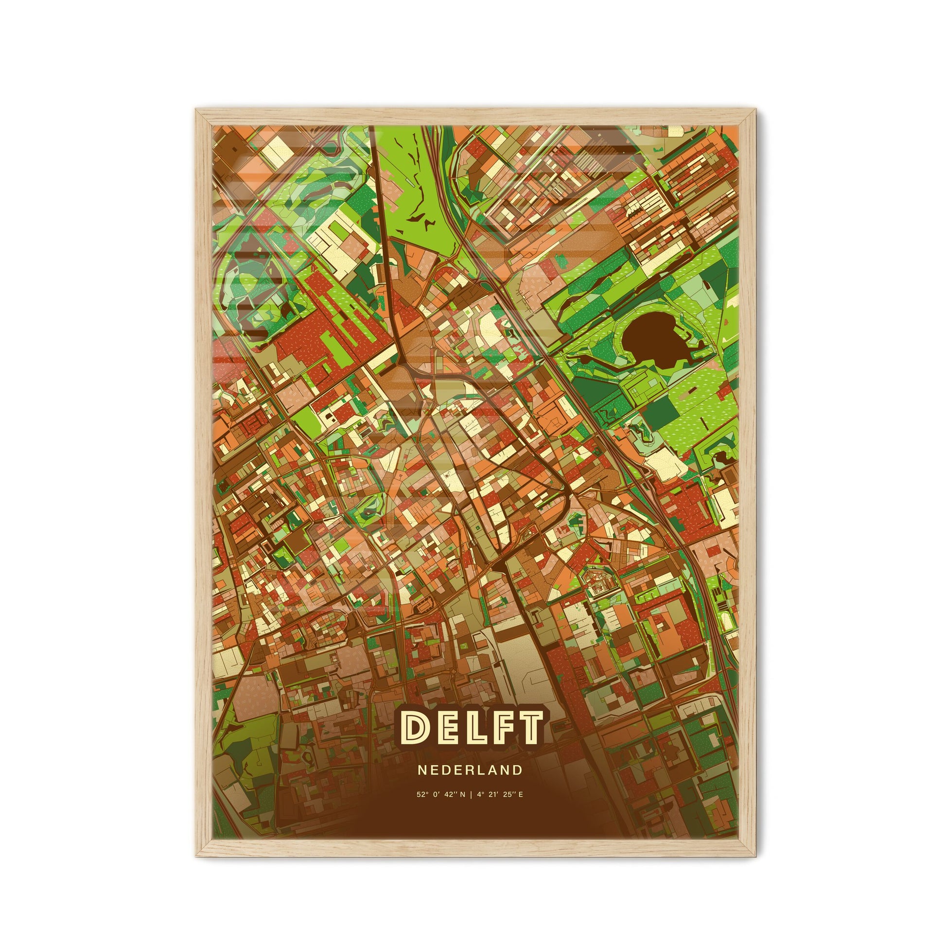 Colorful Delft Netherlands Fine Art Map Farmhouse