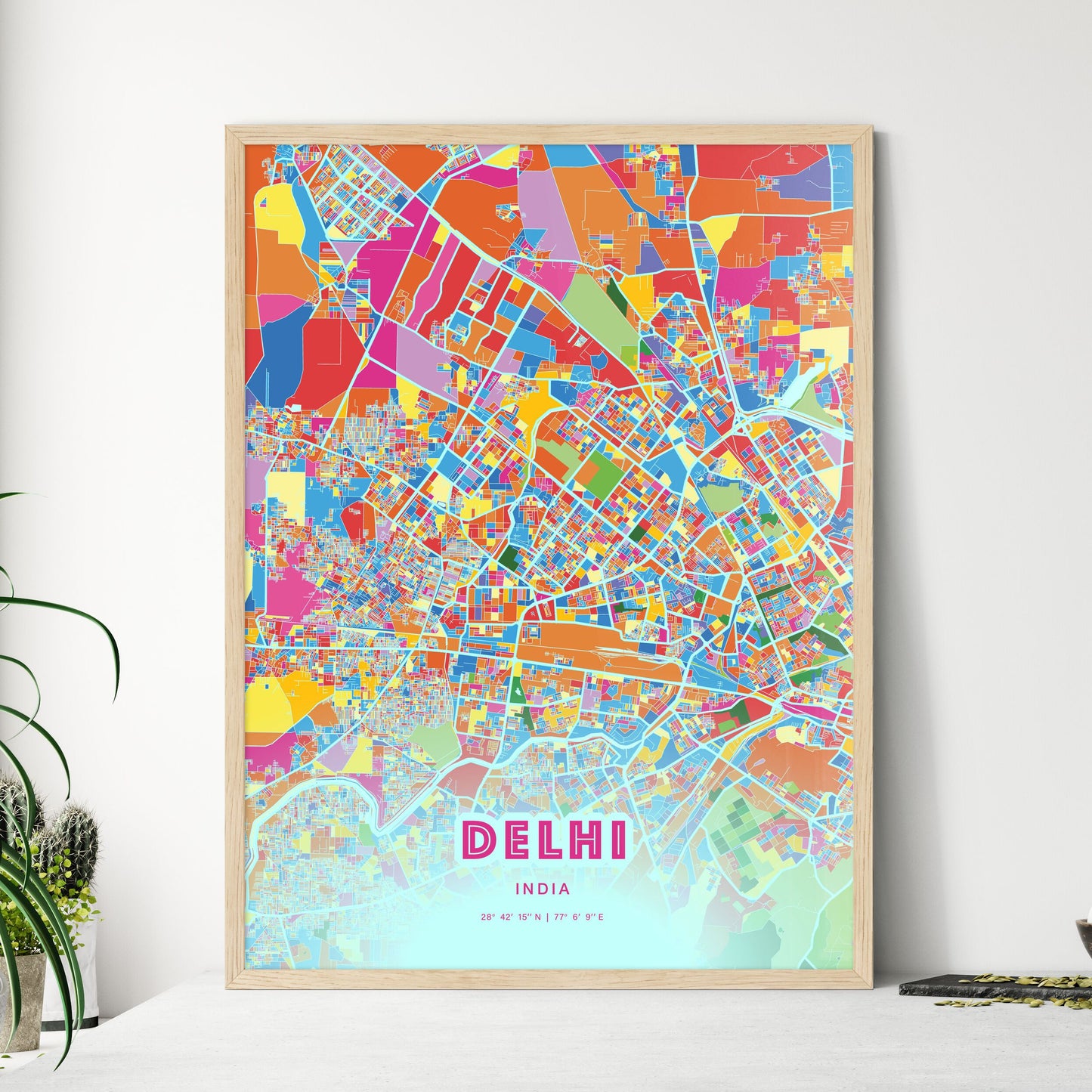 Colorful Delhi India Fine Art Map Crazy Colors