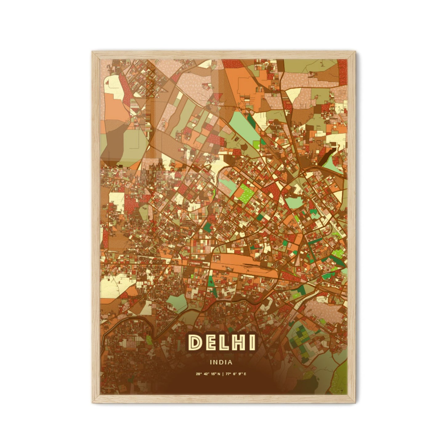 Colorful Delhi India Fine Art Map Farmhouse