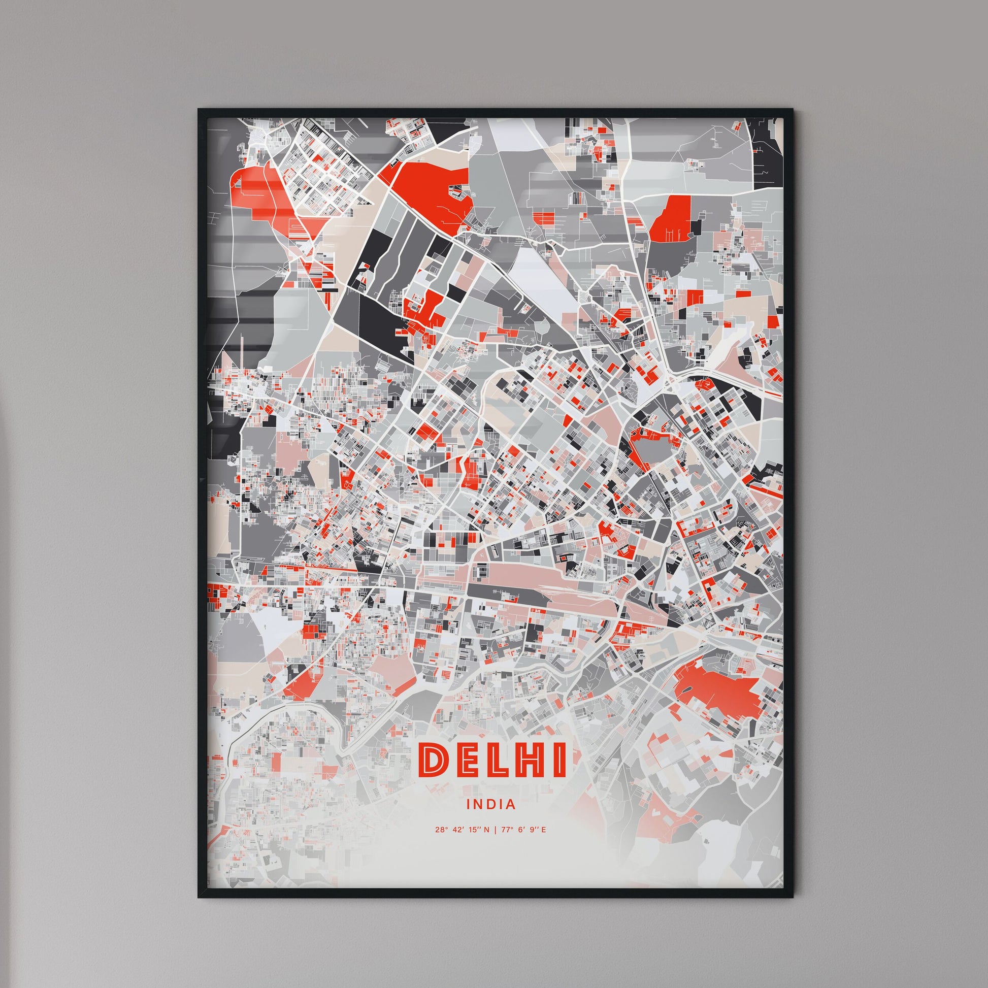 Colorful Delhi India Fine Art Map Modern Expressive