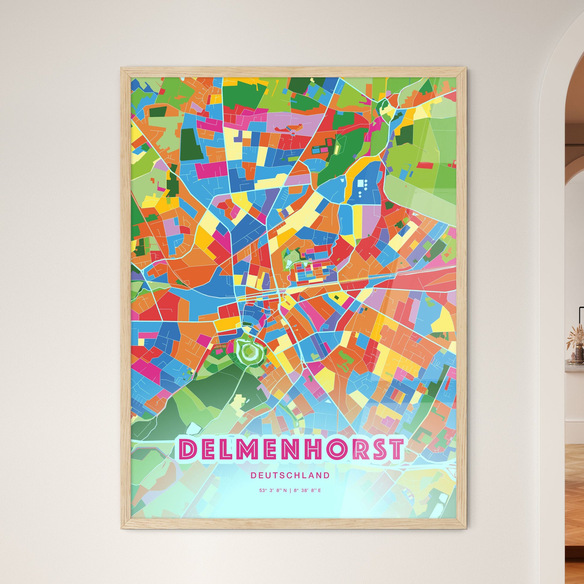 Colorful Delmenhorst Germany Fine Art Map Crazy Colors