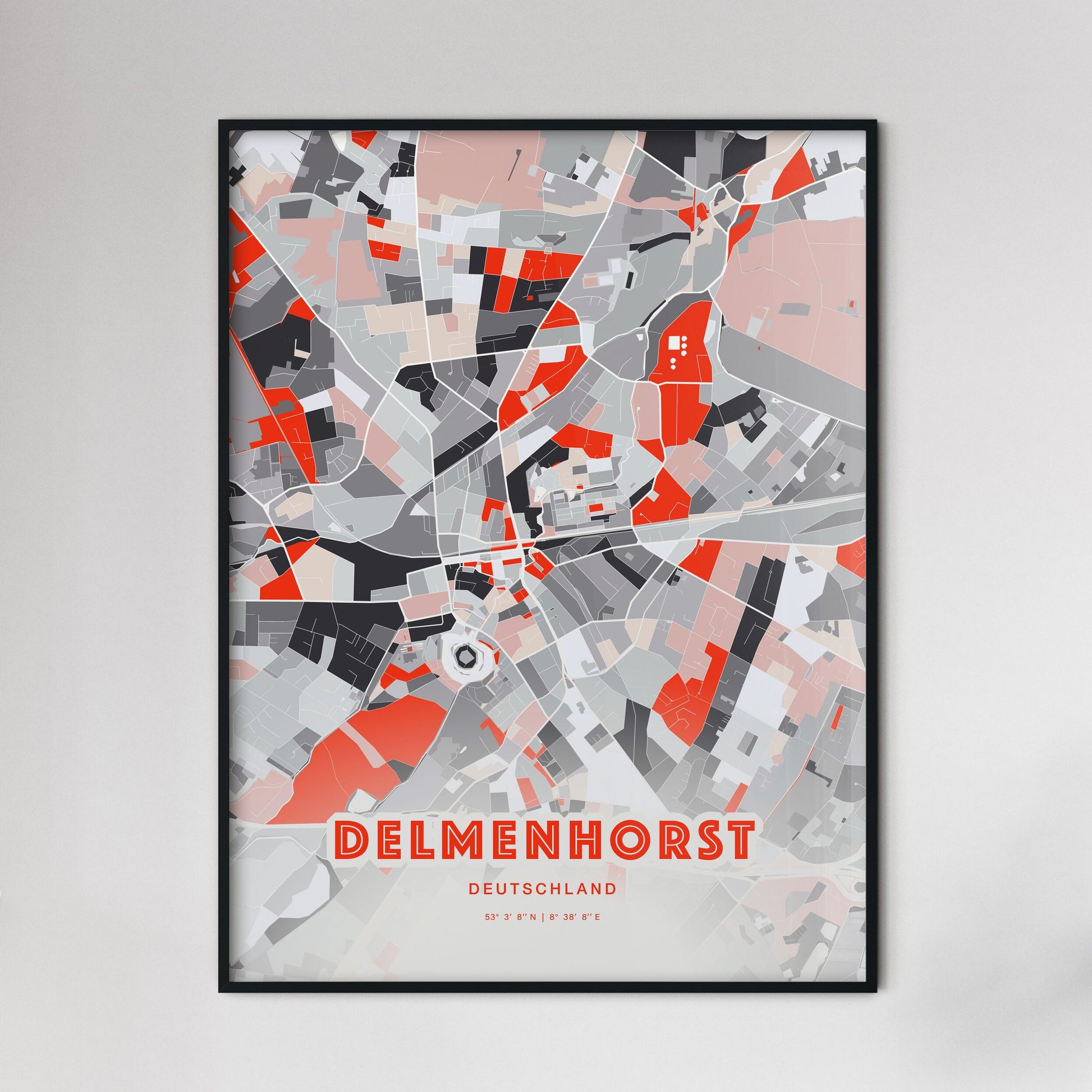 Colorful Delmenhorst Germany Fine Art Map Modern Expressive