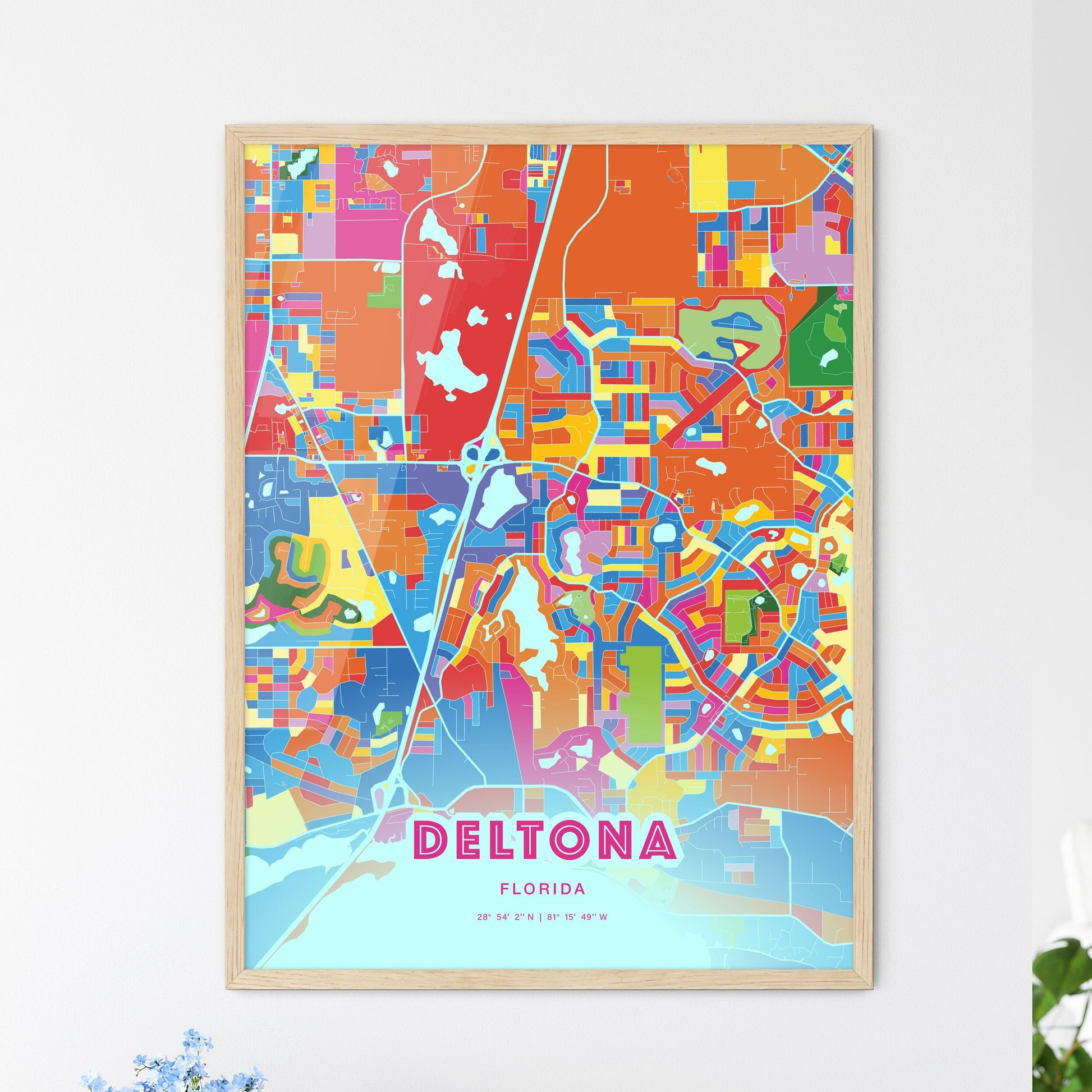 Colorful Deltona Florida Fine Art Map Crazy Colors