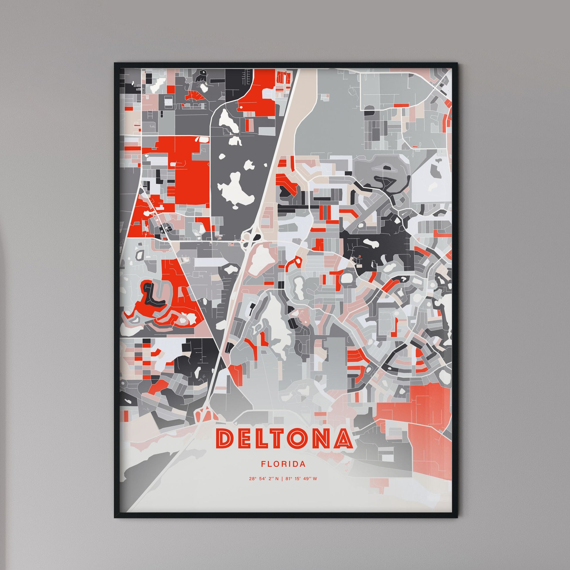 Colorful Deltona Florida Fine Art Map Modern Expressive