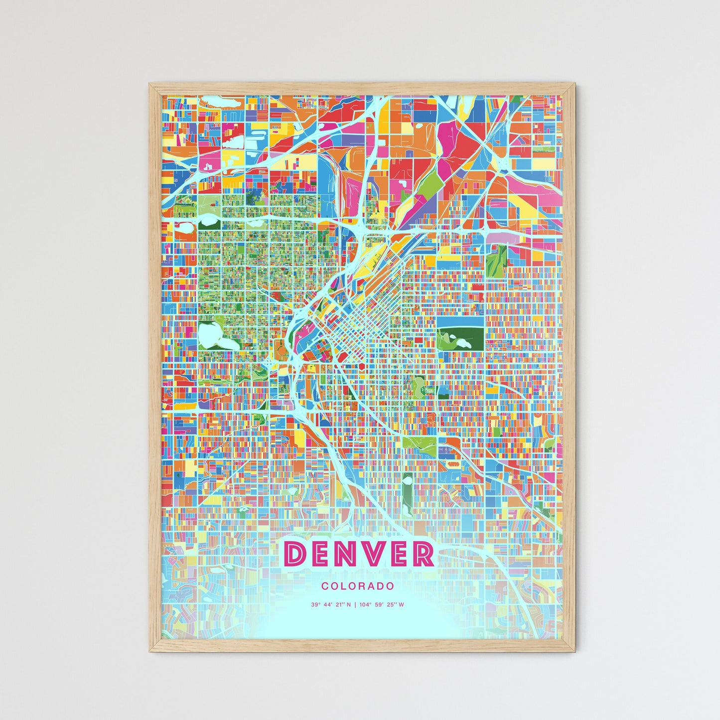 Colorful Denver Colorado Fine Art Map Crazy Colors