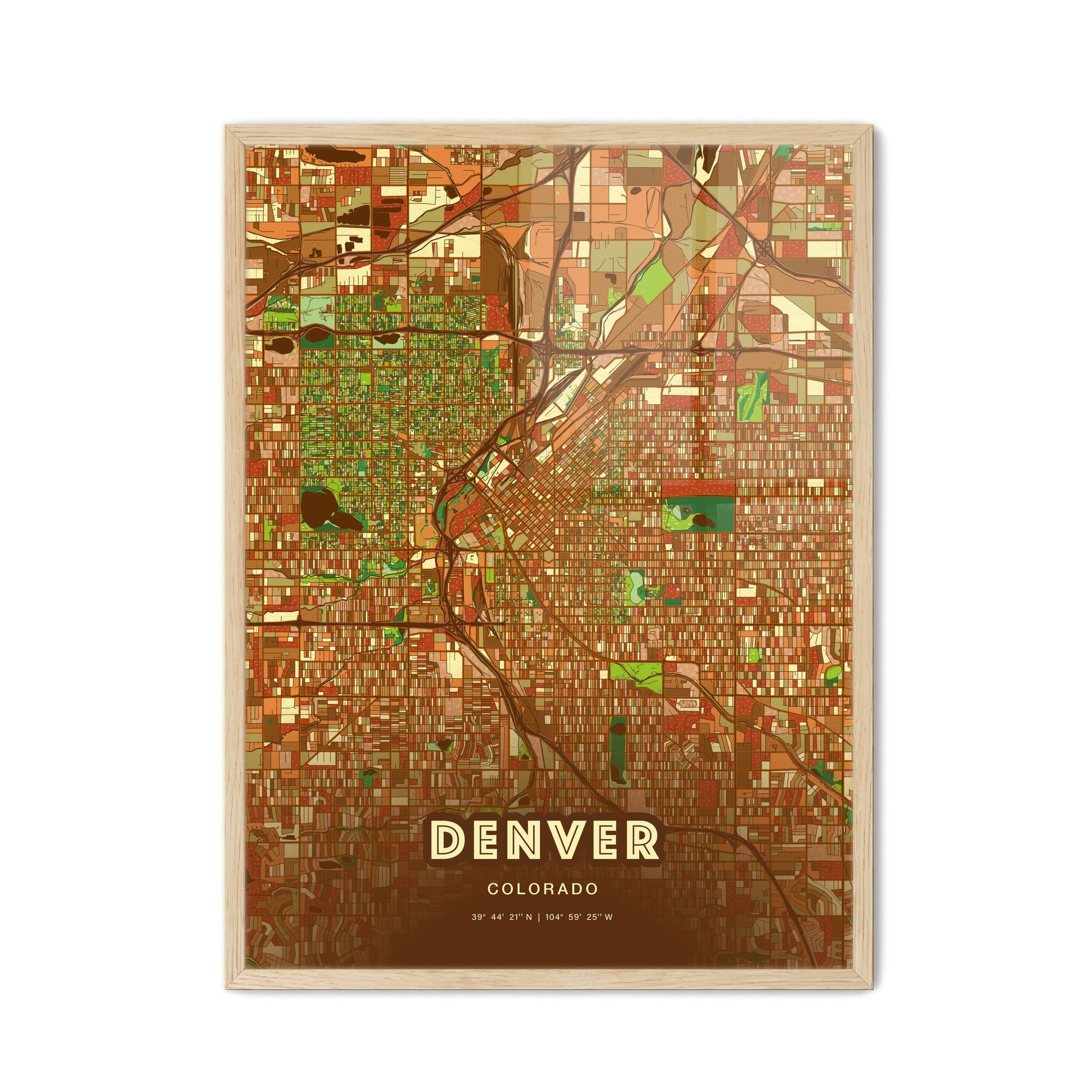 Colorful Denver Colorado Fine Art Map Farmhouse