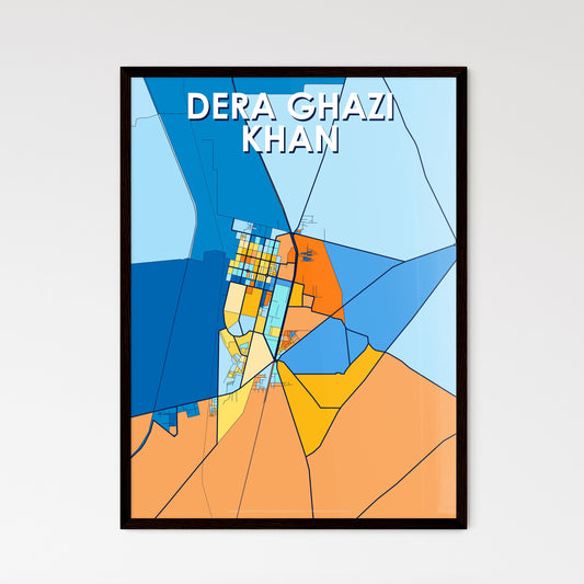 DERA GHAZI KHAN PAKISTAN Vibrant Colorful Art Map Poster Blue Orange