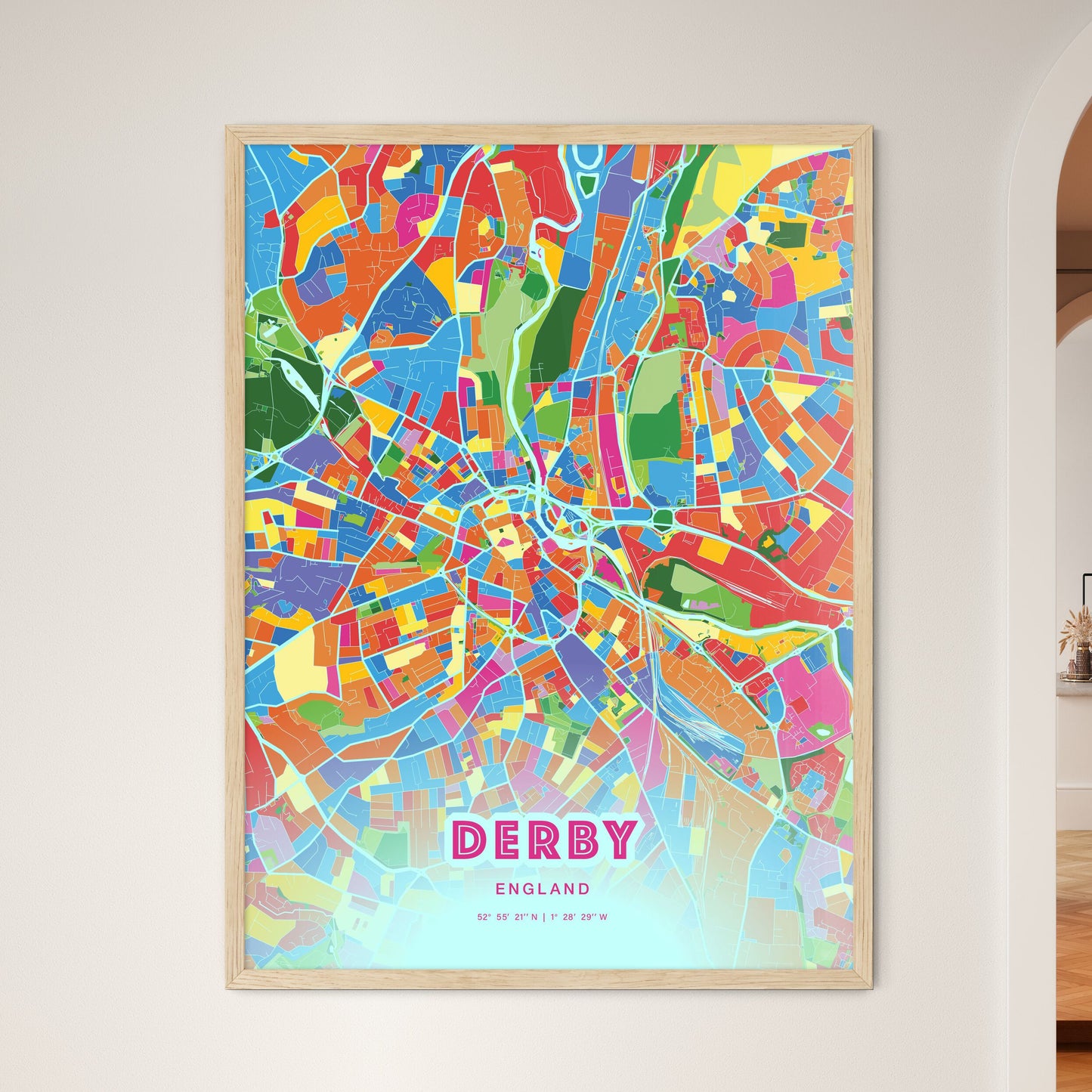 Colorful Derby England Fine Art Map Crazy Colors