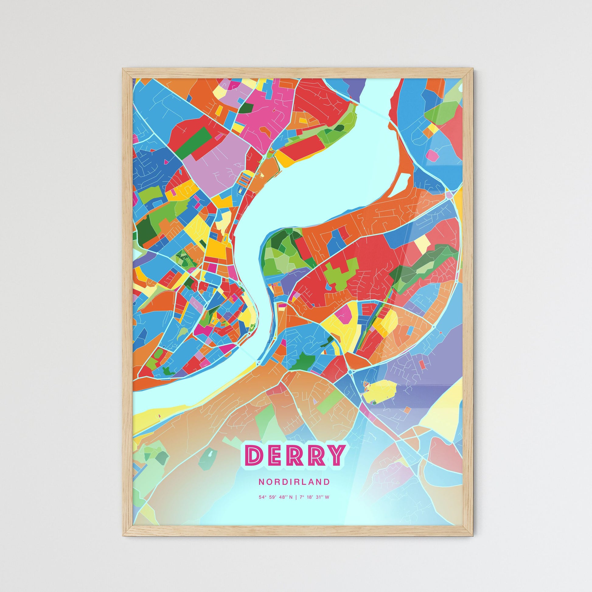 Colorful Derry Northern Ireland Fine Art Map Crazy Colors