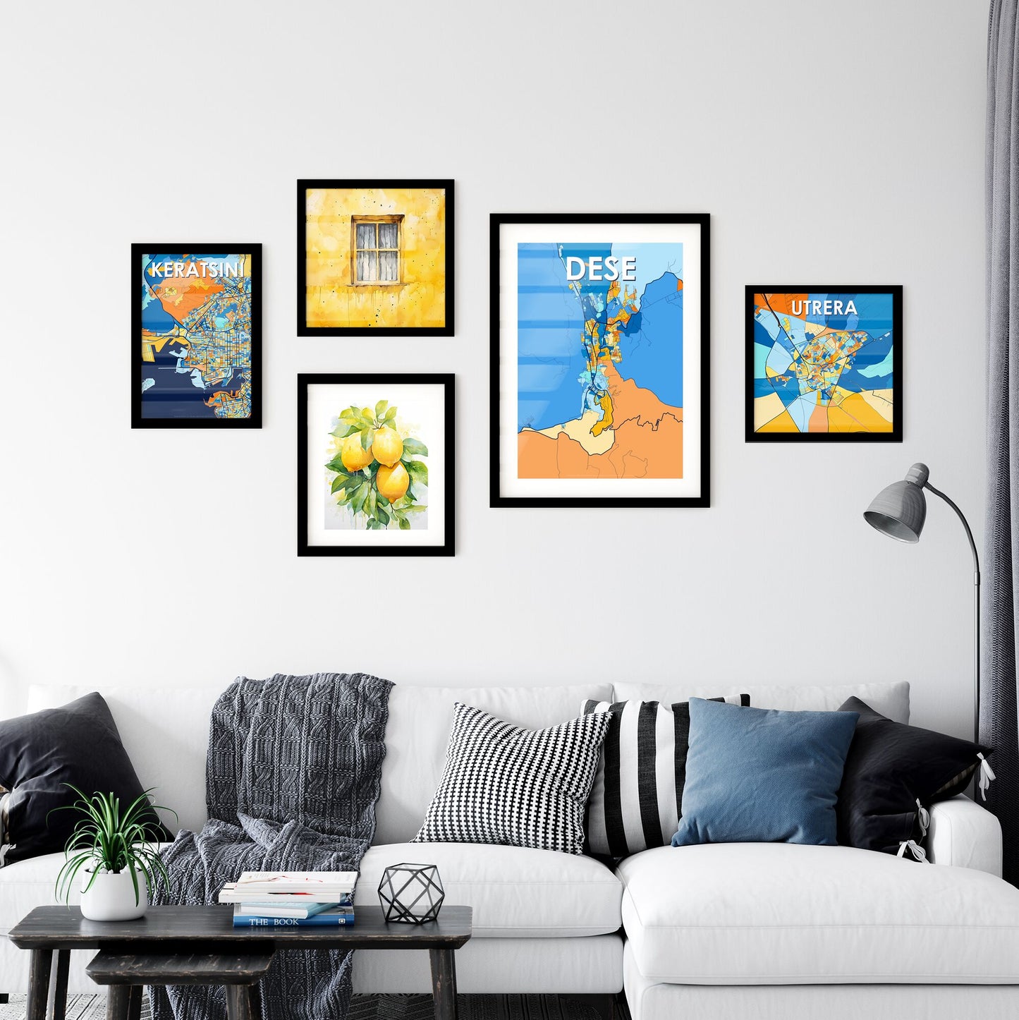 DESE ETHIOPIA Vibrant Colorful Art Map Poster Blue Orange