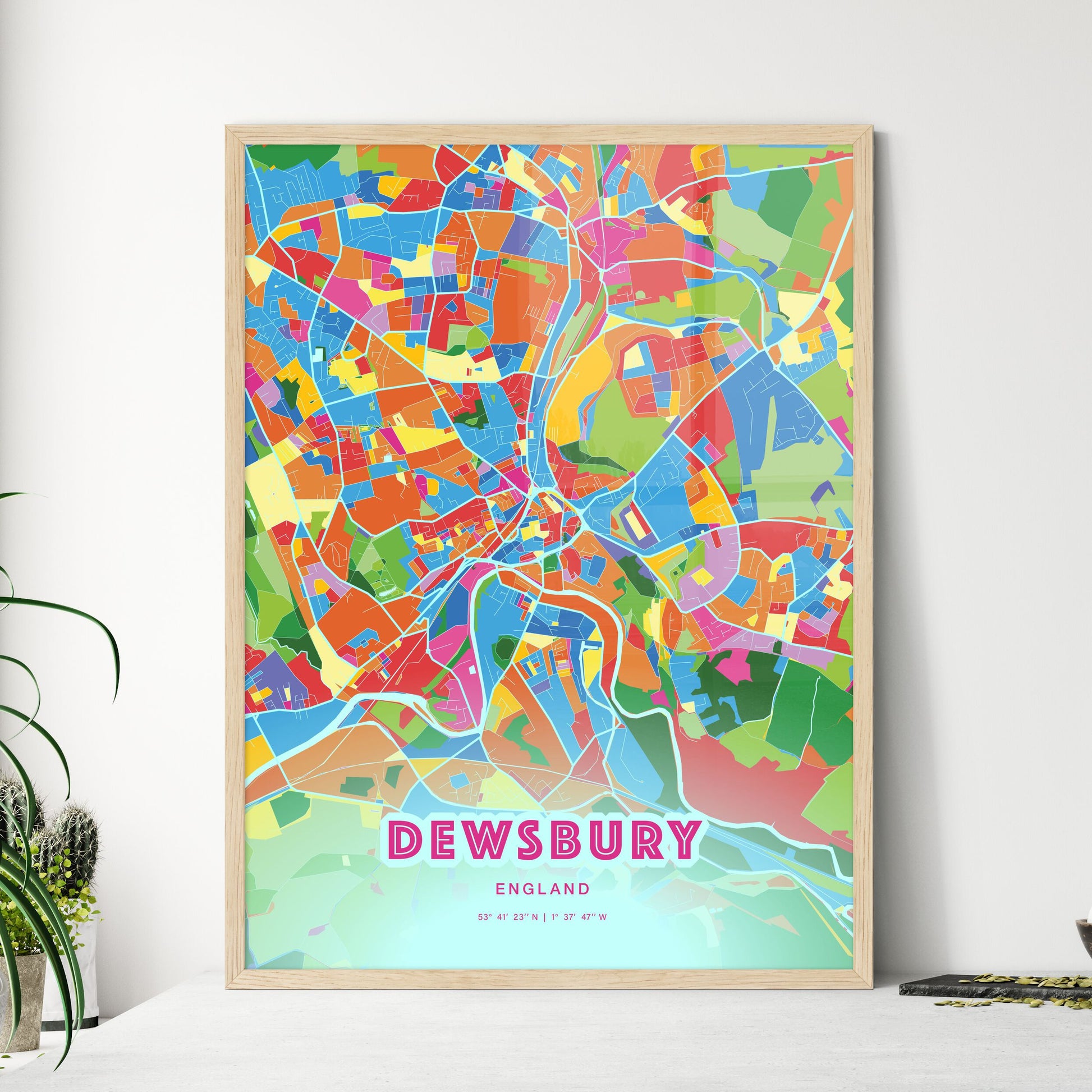 Colorful Dewsbury England Fine Art Map Crazy Colors