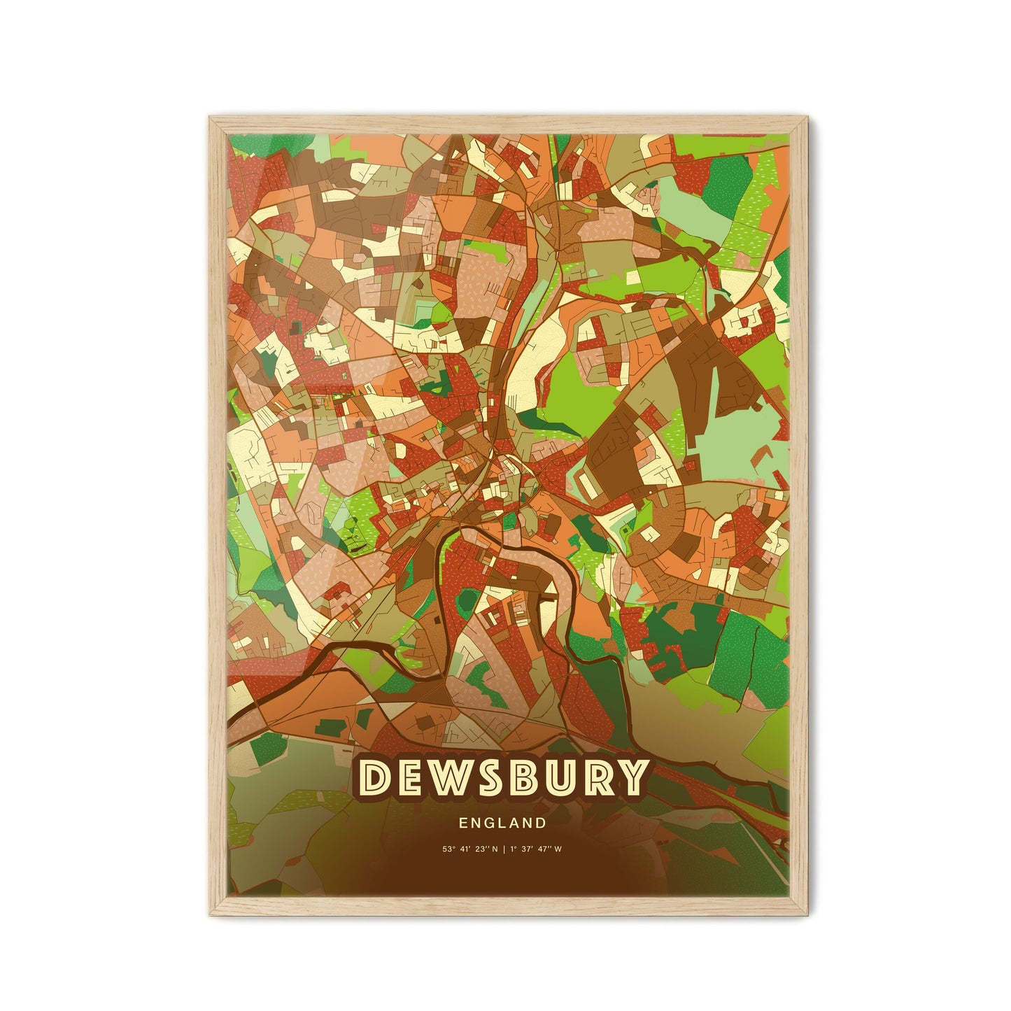 Colorful Dewsbury England Fine Art Map Farmhouse