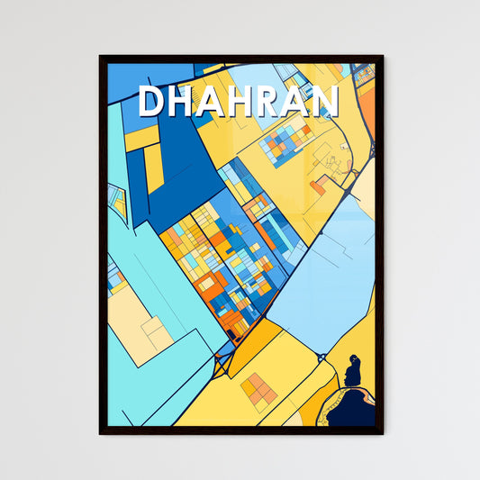 DHAHRAN SAUDI ARABIA Vibrant Colorful Art Map Poster Blue Orange