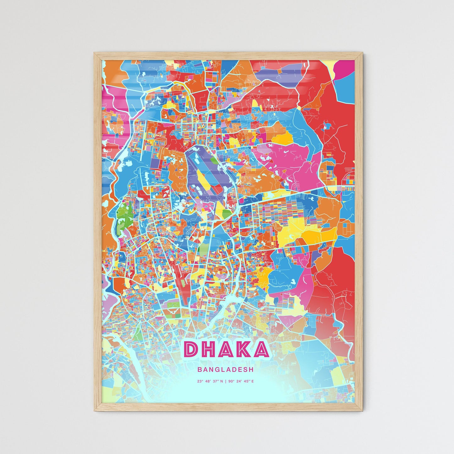 Colorful Dhaka Bangladesh Fine Art Map Crazy Colors