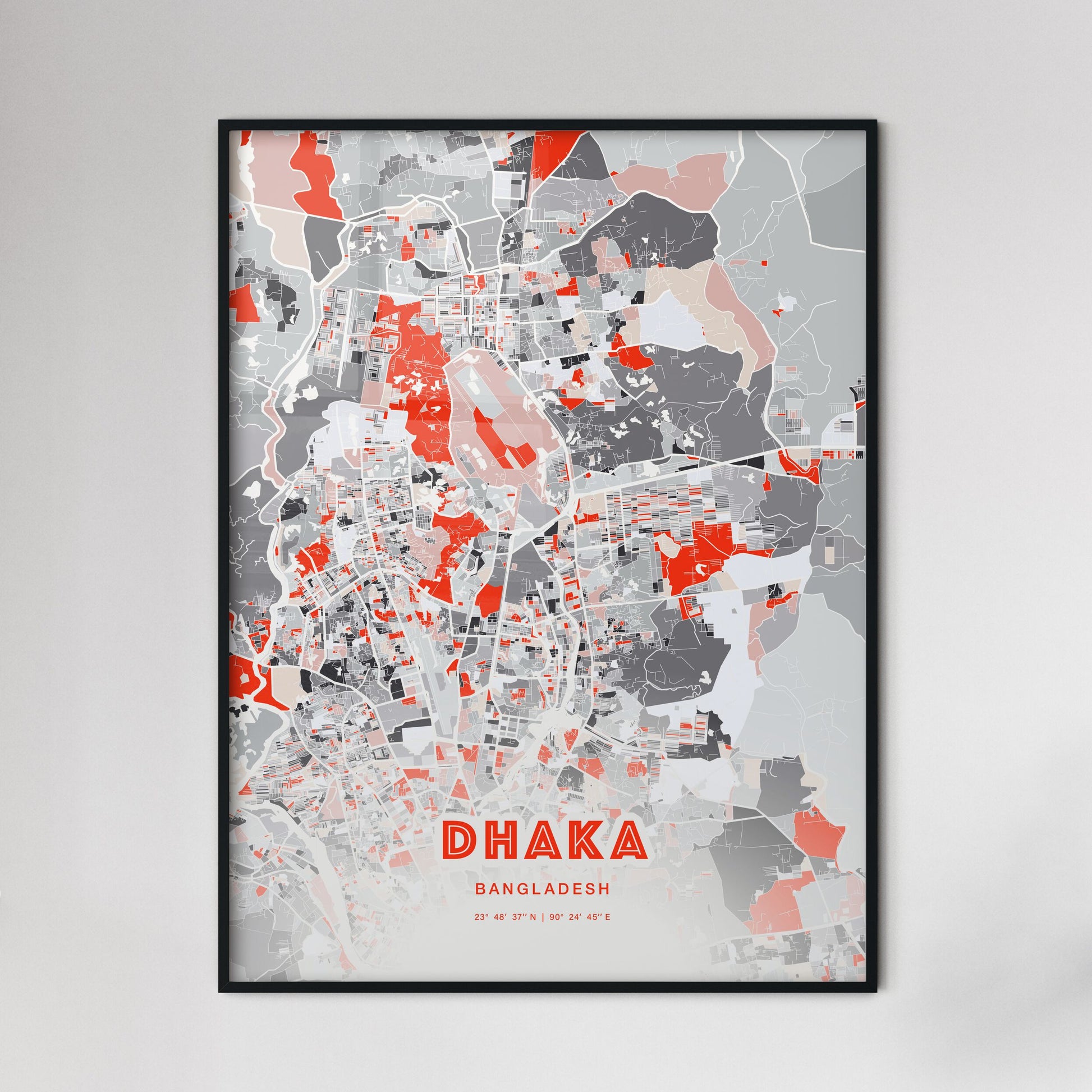 Colorful Dhaka Bangladesh Fine Art Map Modern Expressive