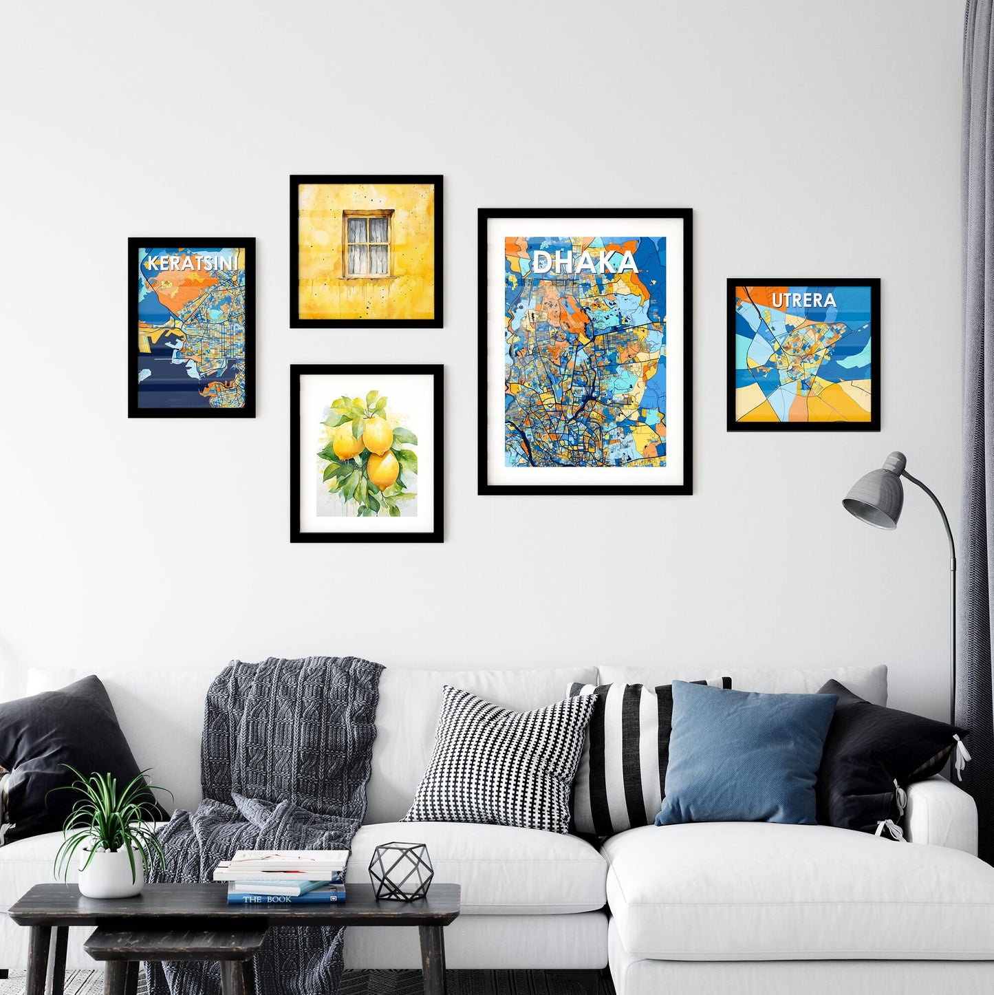 DHAKA BANGLADESH Vibrant Colorful Art Map Poster Blue Orange