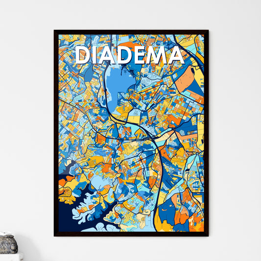 DIADEMA BRAZIL Vibrant Colorful Art Map Poster Blue Orange