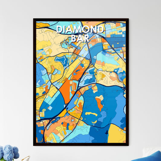 DIAMOND BAR CALIFORNIA Vibrant Colorful Art Map Poster Blue Orange