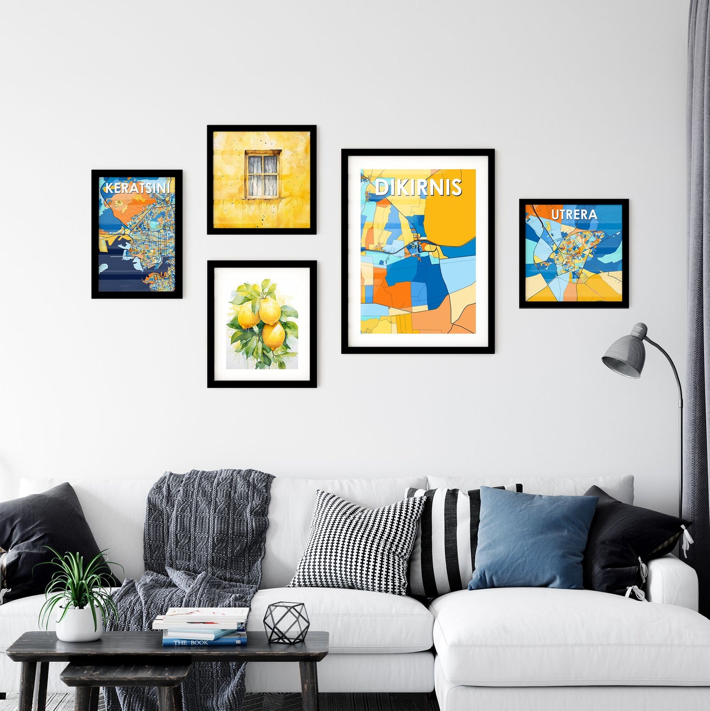 DIKIRNIS EGYPT Vibrant Colorful Art Map Poster Blue Orange