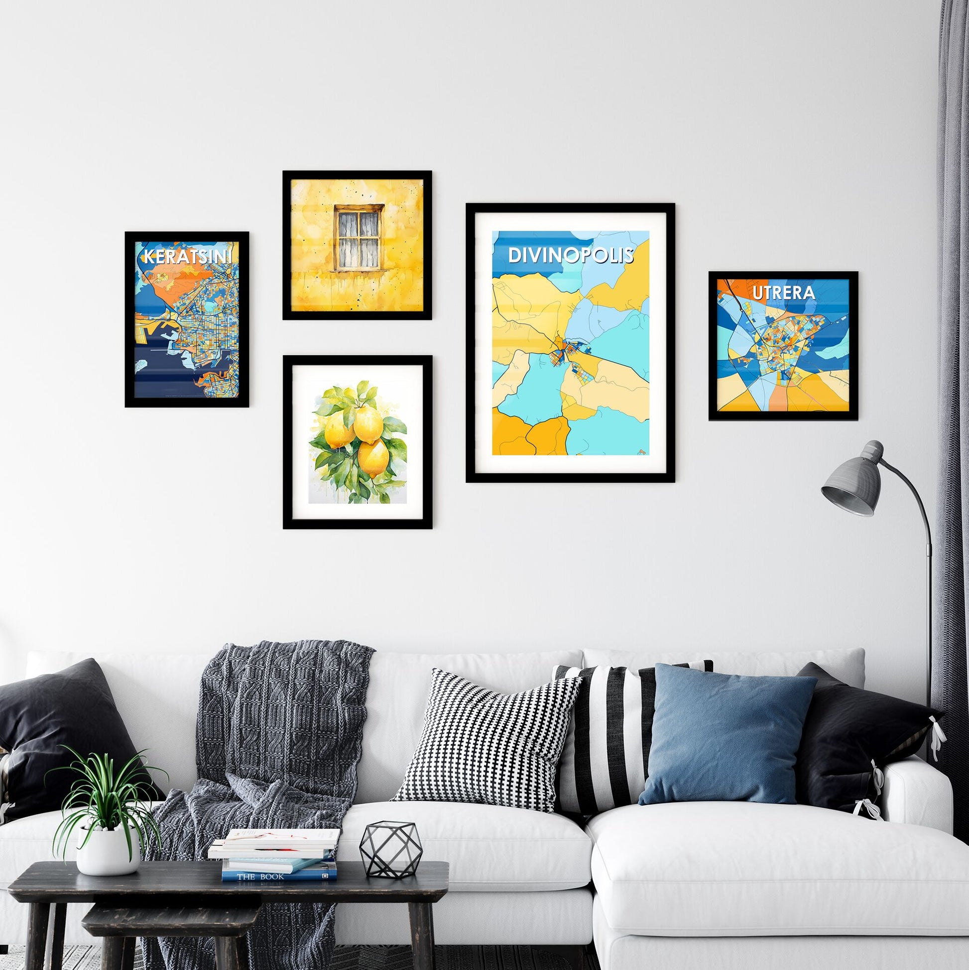 DIVINOPOLIS BRAZIL Vibrant Colorful Art Map Poster Blue Orange