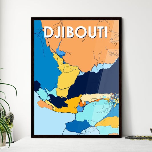 DJIBOUTI DJIBOUTI Vibrant Colorful Art Map Poster Blue Orange