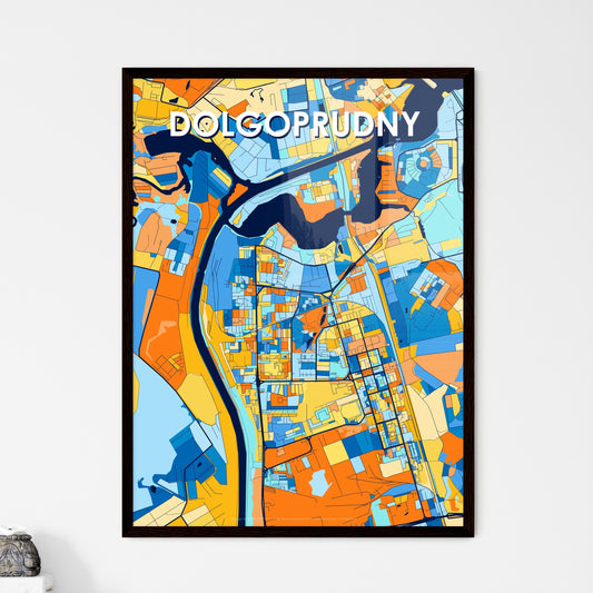 DOLGOPRUDNY RUSSIA Vibrant Colorful Art Map Poster Blue Orange