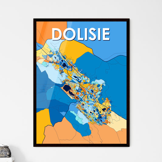 DOLISIE REPUBLIC OF THE CONGO Vibrant Colorful Art Map Poster Blue Orange