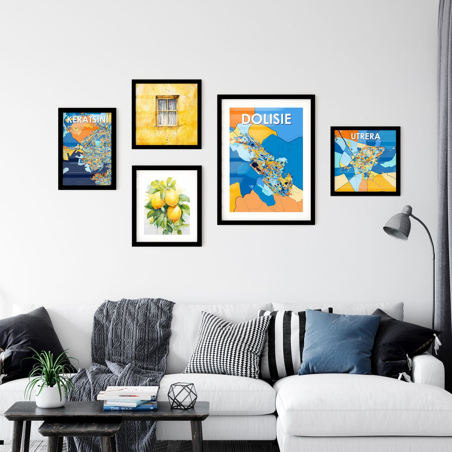 DOLISIE REPUBLIC OF THE CONGO Vibrant Colorful Art Map Poster Blue Orange