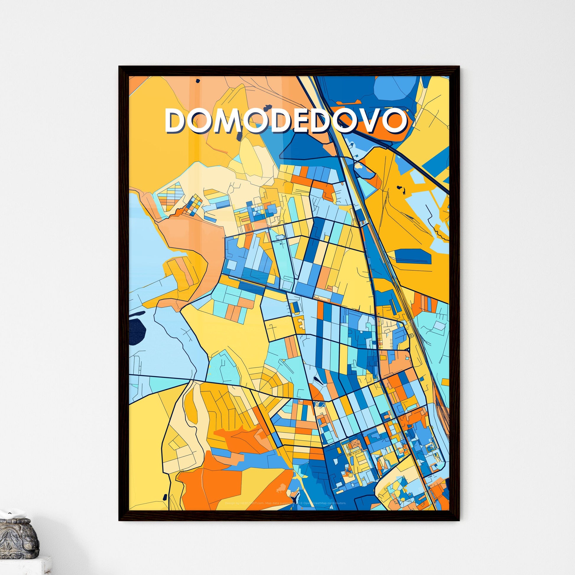 DOMODEDOVO RUSSIA Vibrant Colorful Art Map Poster Blue Orange