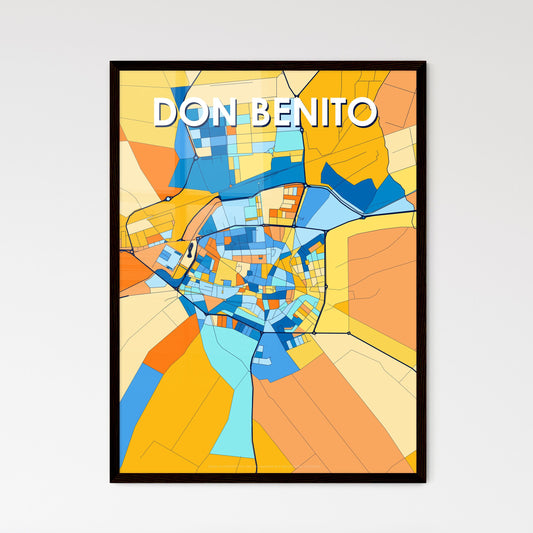 DON BENITO SPAIN Vibrant Colorful Art Map Poster Blue Orange