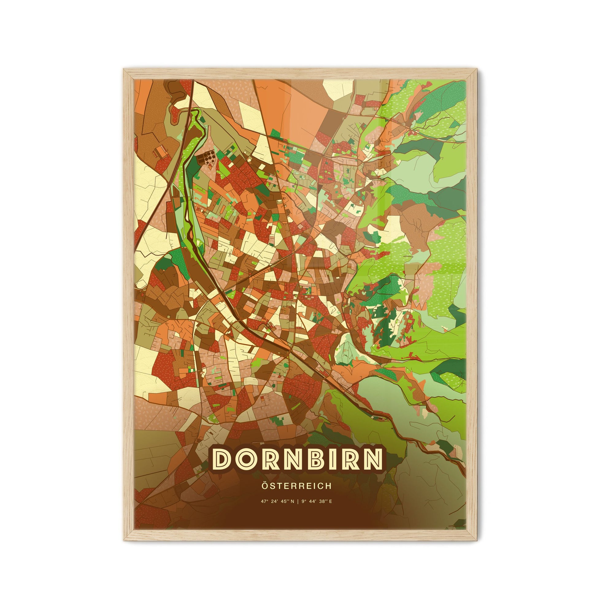 Colorful Dornbirn Austria Fine Art Map Farmhouse