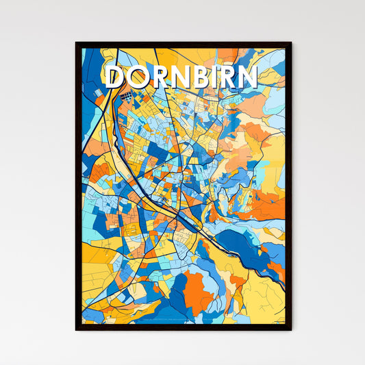 DORNBIRN AUSTRIA Vibrant Colorful Art Map Poster Blue Orange