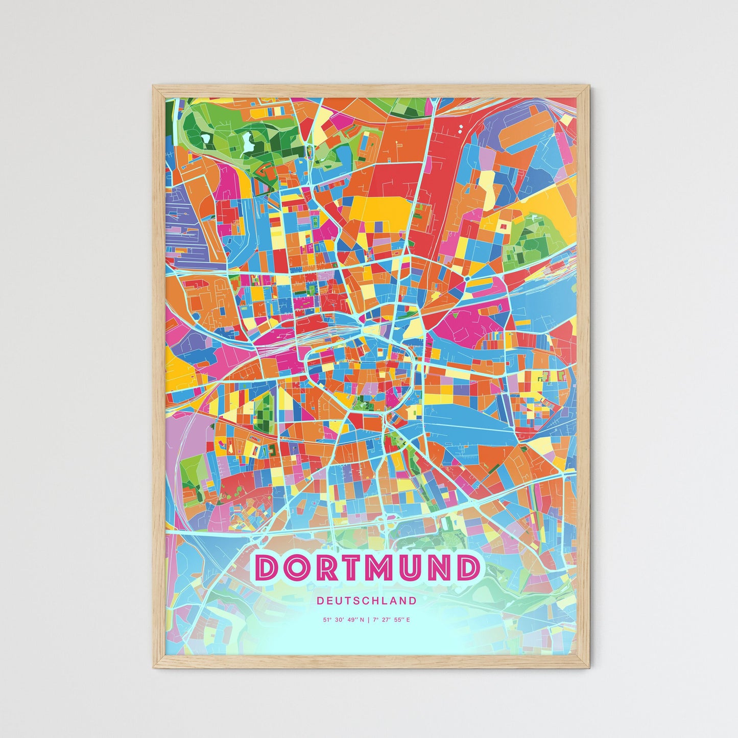 Colorful Dortmund Germany Fine Art Map Crazy Colors