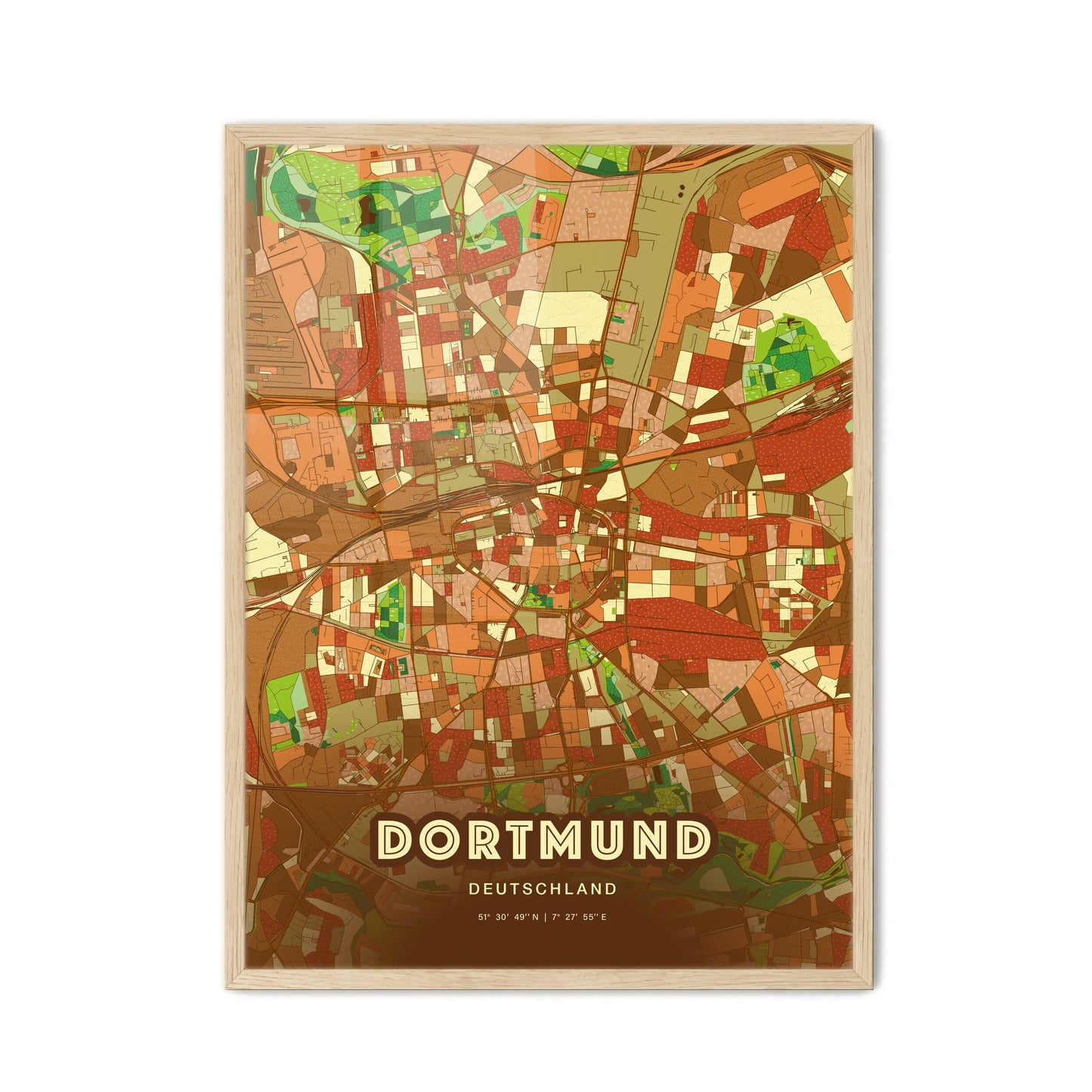Colorful Dortmund Germany Fine Art Map Farmhouse