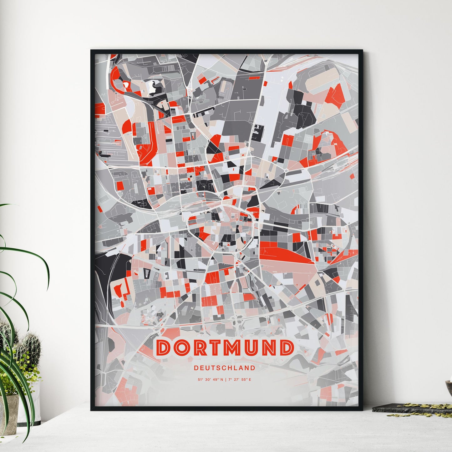Colorful Dortmund Germany Fine Art Map Modern Expressive