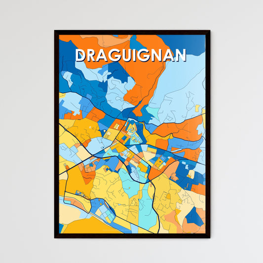 DRAGUIGNAN FRANCE Vibrant Colorful Art Map Poster Blue Orange