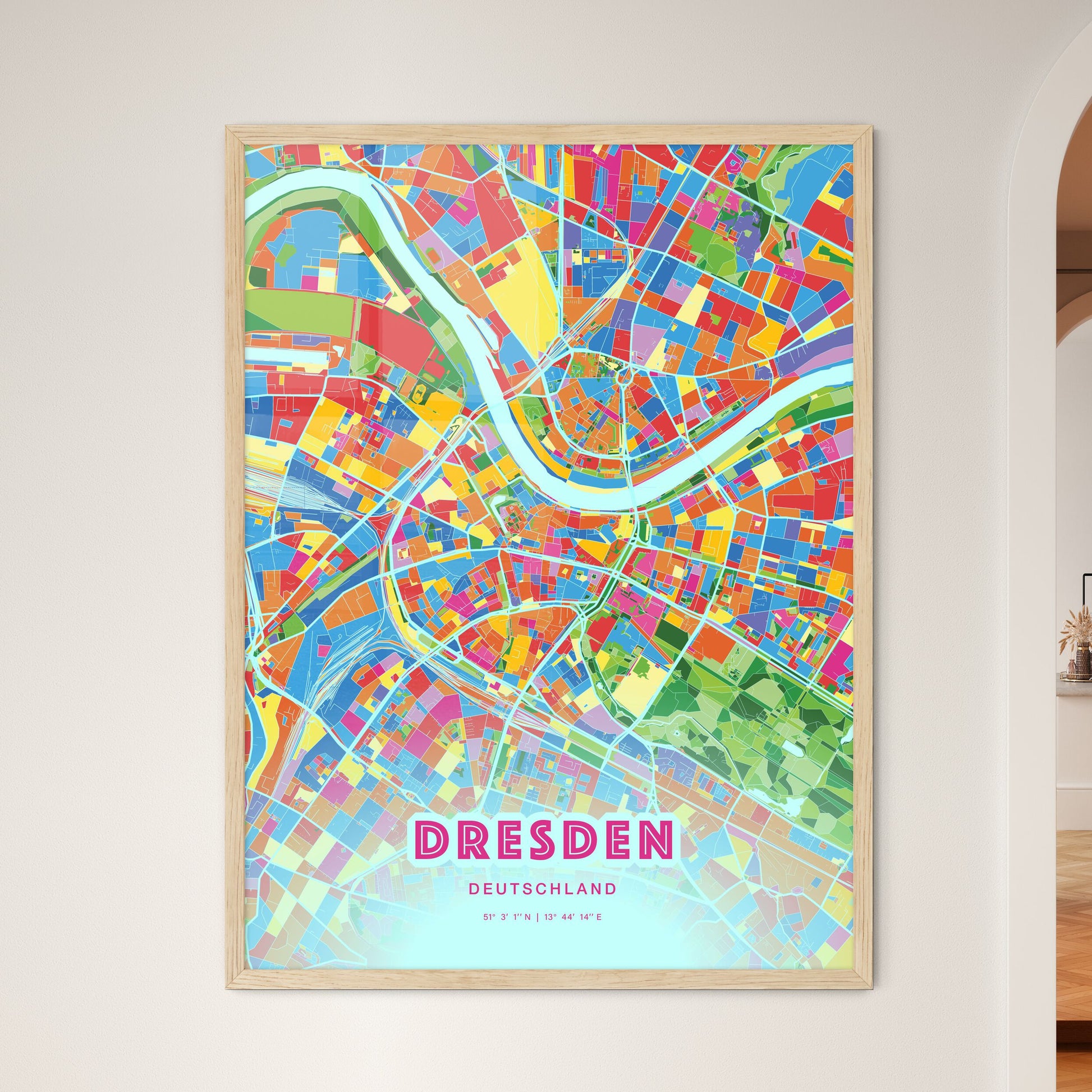 Colorful Dresden Germany Fine Art Map Crazy Colors